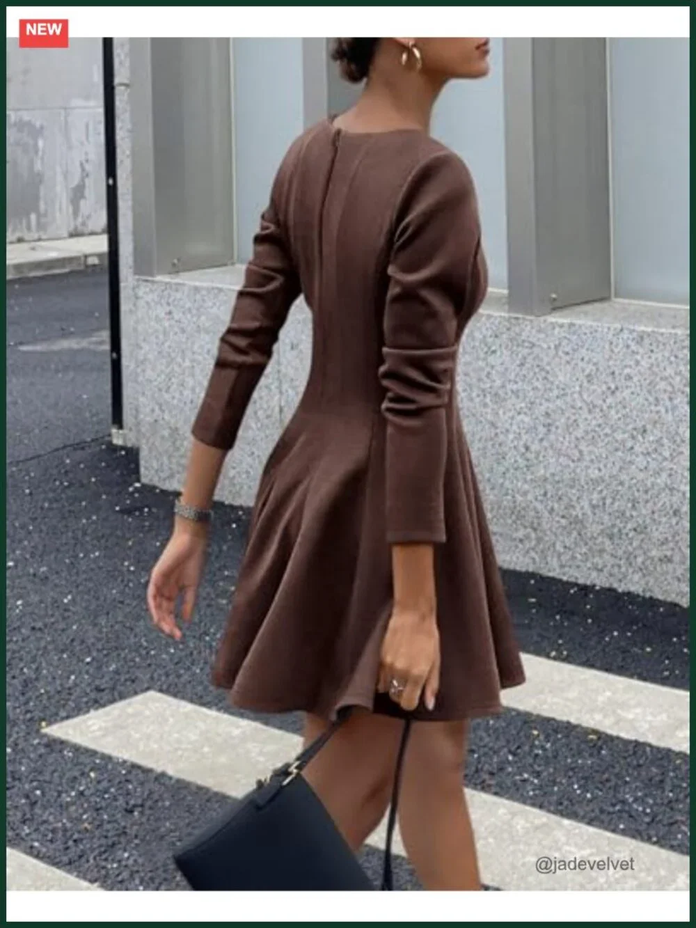 Long Sleeve A-Line Pleated Swing Mini Dress Women High Waist Flowy Party